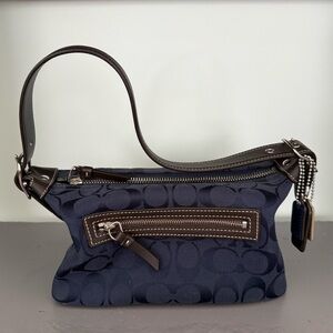 Coach Navy Blue Signature fabric Shoulder Bag